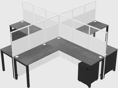 Shared l-shaped cubicles