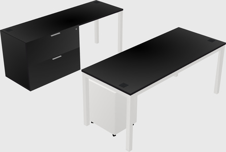 Parallel desk + file cabinet