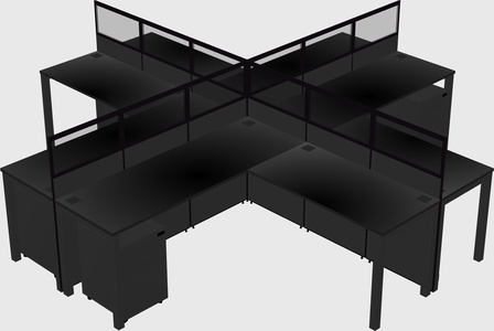 Shared l-shaped cubicles