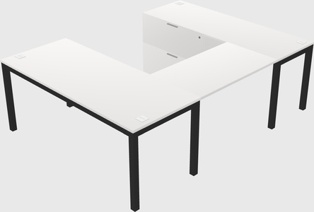 U-shaped desk + file cabinet