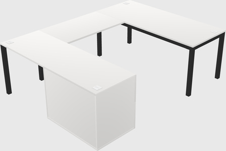 U-shaped desk + file cabinet