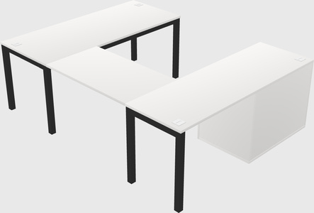 U-shaped desk + file cabinet
