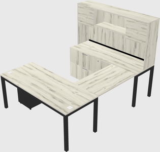 U-shaped desk + file cabinet
