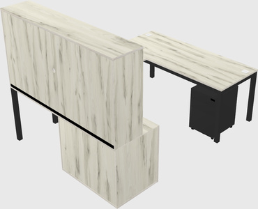 U-shaped desk + file cabinet