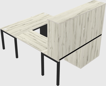 U-shaped desk + file cabinet