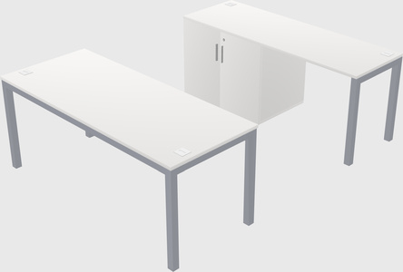 Parallel desk + cabinet