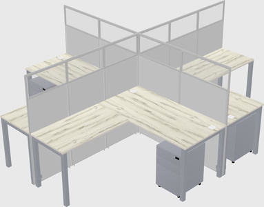 Shared l-shaped cubicles