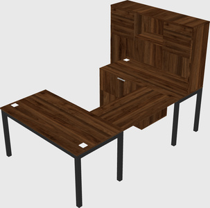 U-shaped desk + file cabinet