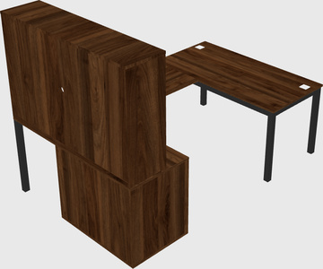 U-shaped desk + file cabinet