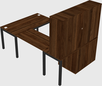 U-shaped desk + file cabinet