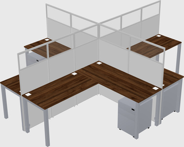 Shared l-shaped cubicles