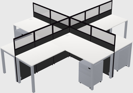 Shared l-shaped cubicles