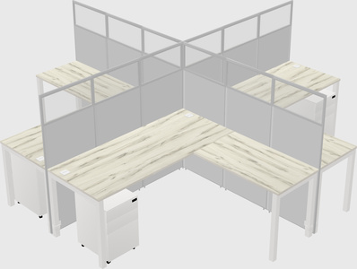 Shared l-shaped cubicles