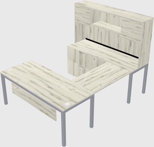 U-shaped desk + file cabinet