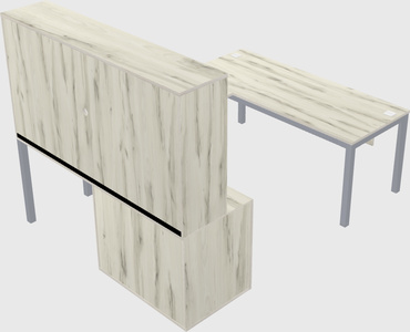 U-shaped desk + file cabinet