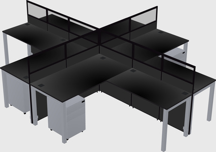 Cubículos compartidos en forma de l