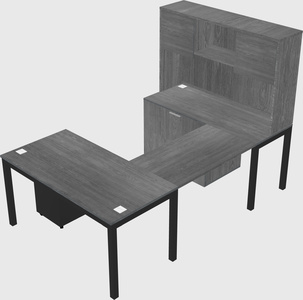 U-shaped desk + file cabinet