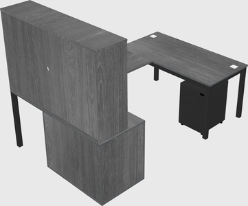 U-shaped desk + file cabinet