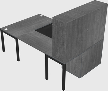 U-shaped desk + file cabinet