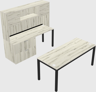 Parallel desk + file cabinet