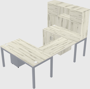 U-shaped desk + cabinet