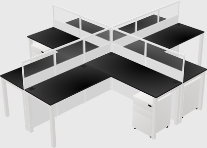 Shared l-shaped cubicles