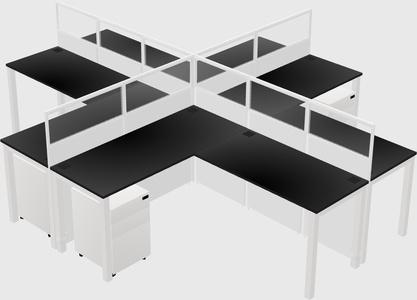 Shared l-shaped cubicles