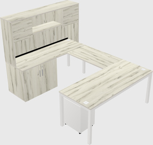 U-shaped desk + cabinet