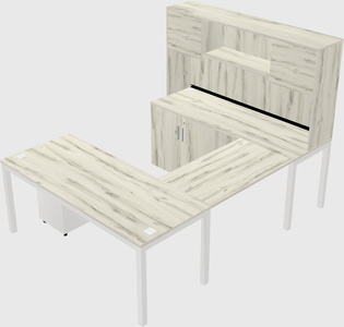 U-shaped desk + cabinet