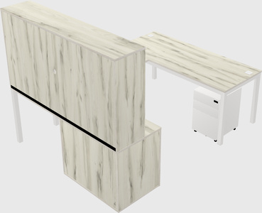 U-shaped desk + cabinet