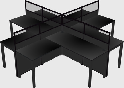 Shared l-shaped cubicles
