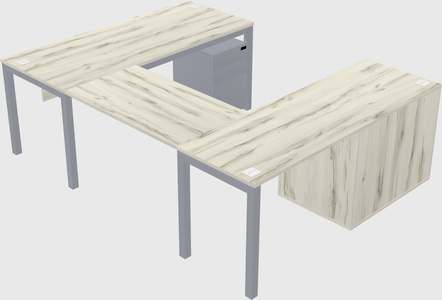 U-shaped desk + file cabinet