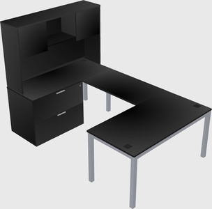 U-shaped Desk + File Cabinet