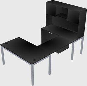U-shaped desk + file cabinet