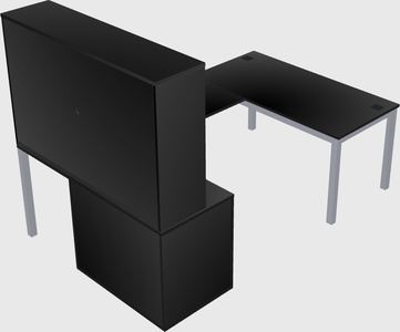 U-shaped desk + file cabinet