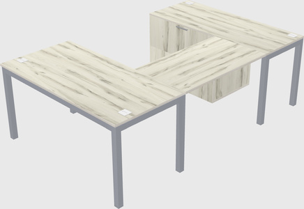 U-shaped desk + file cabinet