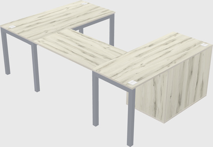 U-shaped desk + file cabinet