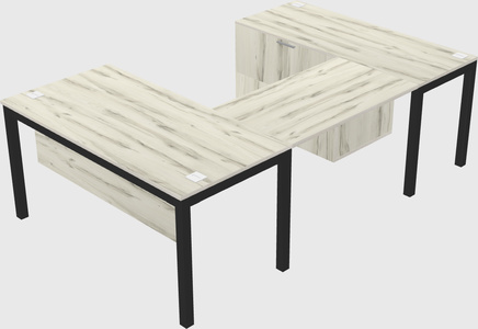 U-shaped desk + file cabinet