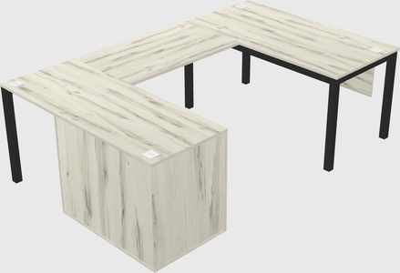 U-shaped desk + file cabinet