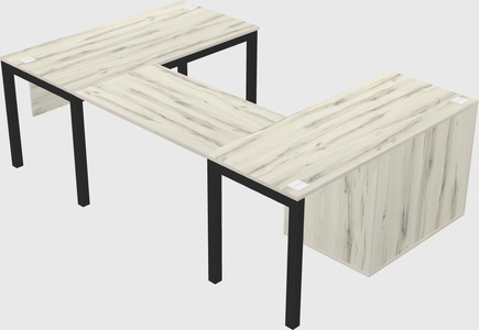 U-shaped desk + file cabinet