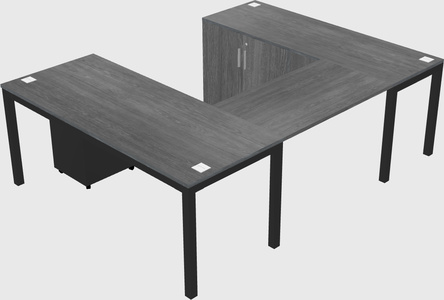 U-shaped desk + cabinet