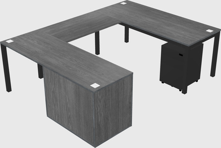 U-shaped desk + cabinet