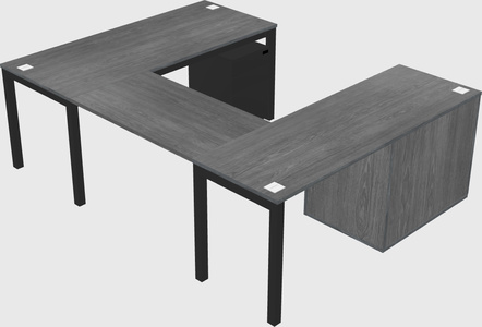 U-shaped desk + cabinet