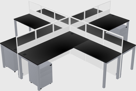 Shared l-shaped cubicles