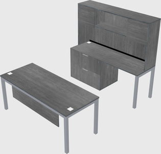 Parallel desk + file cabinet