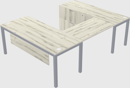 U-shaped desk + file cabinet