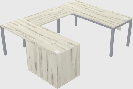 U-shaped desk + file cabinet