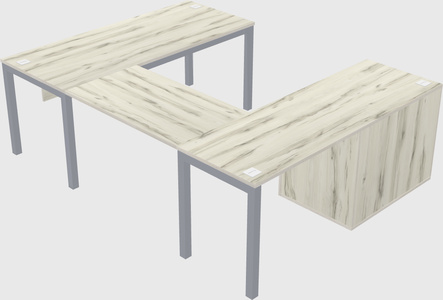 U-shaped desk + file cabinet