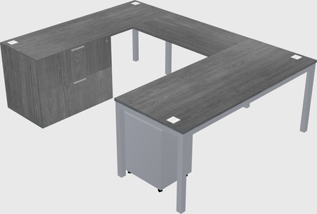 U-shaped Desk + File Cabinet