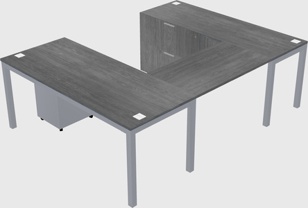 U-shaped desk + file cabinet